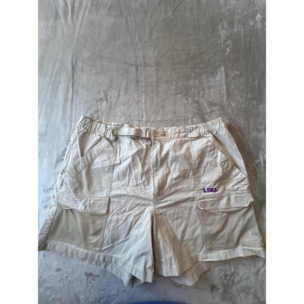 Columbia PFG Cargo Shorts Mens XXL Khaki LSU Tigers Fishing Hiking XM4629